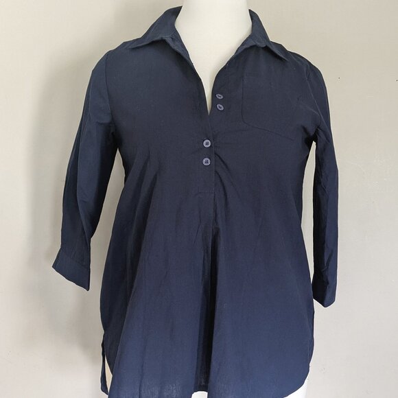 NWT 100% Cotton Navy Blue poplin Tunic Shirt 2XL - Picture 1 of 5